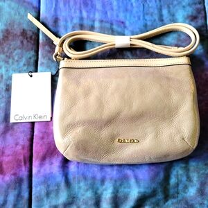 Calvin Klein Grey Leather Crossbody Purse [NWT]